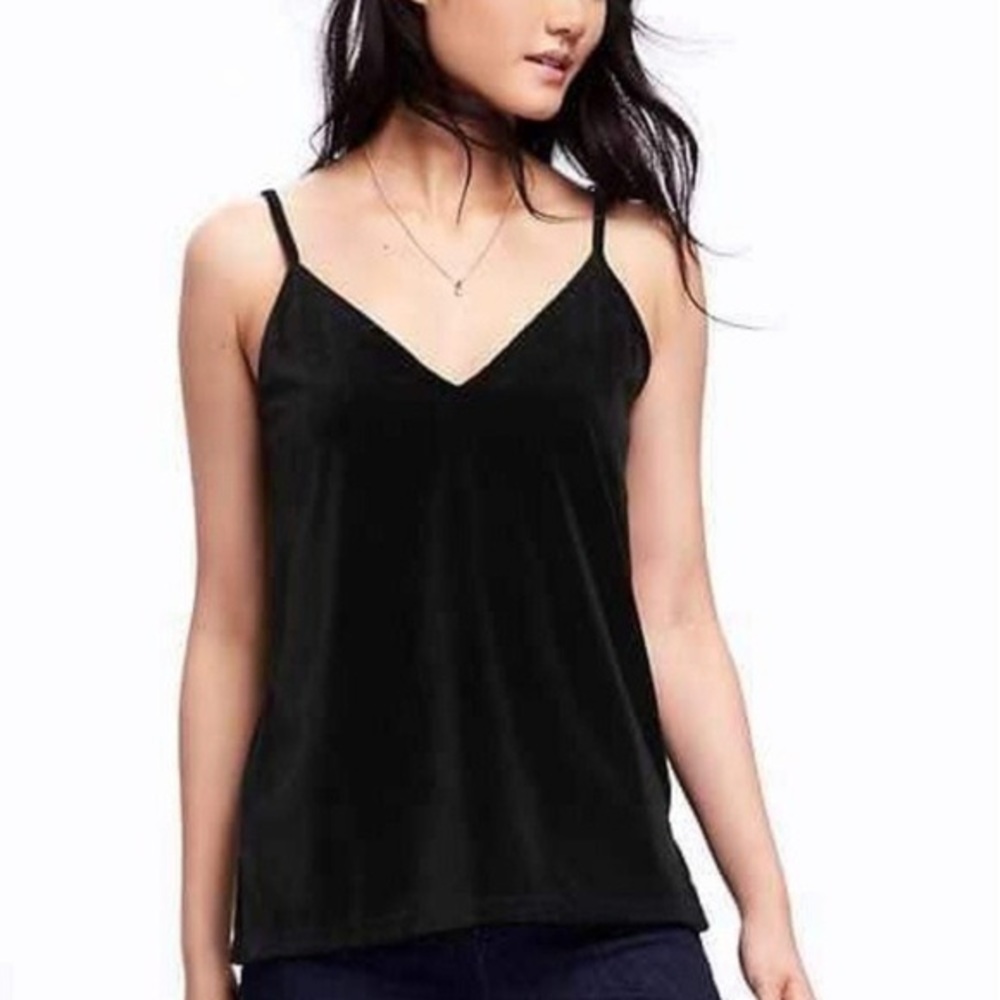 Black Velvet V-Neck Tank Top